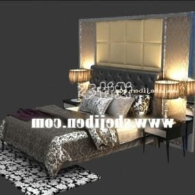 Luxury Bed Dark Silver Coolor 3d model
