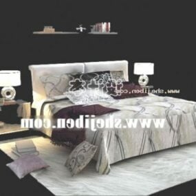 Tempat Tidur Modern Hotel Dengan Lemari Kabinet model 3d