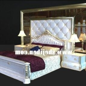 Hotel Bed With Leather Tufted Backwall 3d model