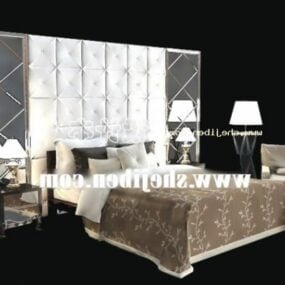 Hotelbett mit gepolsterter Rückwand 3D-Modell