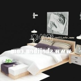 Antique Poster Bed With Boutique Ottoman And Carpet 3d model