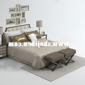 Hotel Bed Decorative Backwall With Lighting 3d model