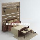 Bed Carpet With Leather Backwall And Wall Lamp