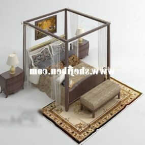 3д модель мебели для кровати с плакатом для отеля