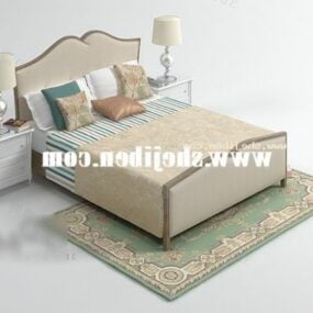 Hotel Beige Bed Bedroom Furniture 3d model
