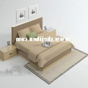 سرير مفرد بإطار خشبي بسيط نموذج ثلاثي الأبعاد