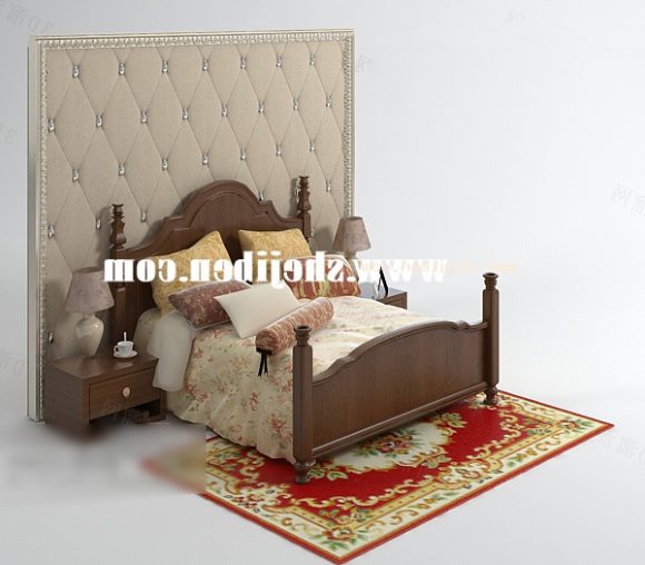 Antique Wood Bed With Carpet