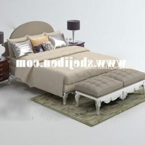 Hotel European Bed With Carpet 3d model
