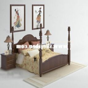 Τρισδιάστατο μοντέλο κρεβατιού με σκελετό σιδήρου με στρώμα