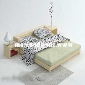 מיטה מודרנית עם ריהוט שטיח דגם תלת מימד