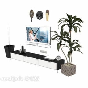 Tv Cabinet With Wall Decorating 3d model