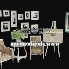 Sandalye Takımı ile Duvar Fotoğraf Kolajı 3d modeli