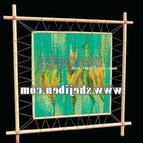 Wall Oil Painting Bamboo Frame 3d model