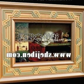 European Wall Painting Carving Frame 3d model