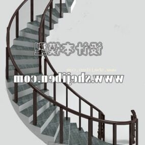 מדרגות לולייניות מעוקלות דגם תלת מימד