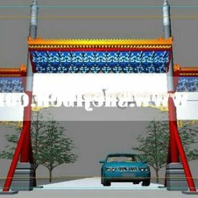 Gammel kinesisk portbygning 3d-modell