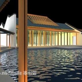مدل سه بعدی ساختمان خانه شهری سنتی چینی