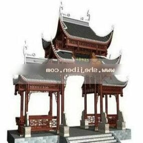 3D model čínské budovy starověké brány