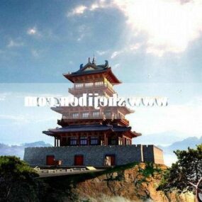 Traditionel Pagoda gammel kinesisk bygning 3d-model