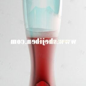 كوب زجاجي به ماء عصير موديل 3D