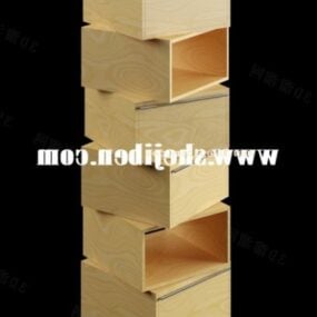 3D model dřevěného materiálu pod schodištěm ve tvaru trojúhelníku