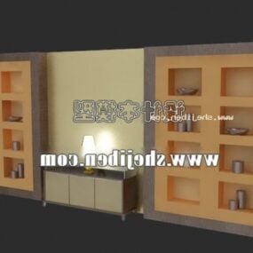 Multimedia Wall With Tv Speaker And Sculpture Decoration 3d model