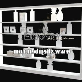 Armário de estante com decoração modelo 3d