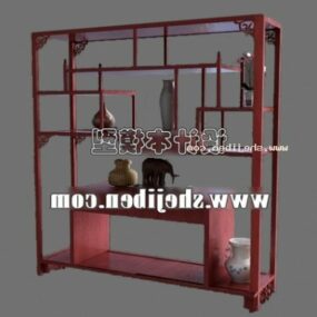 Mueble librero chino modelo 3d