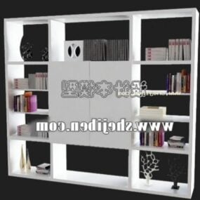 White Bookshelf Cabinet Furniture 3d model