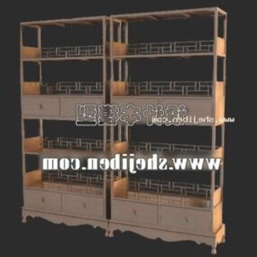 Modelo 3d de móveis de gabinete de madeira antiga