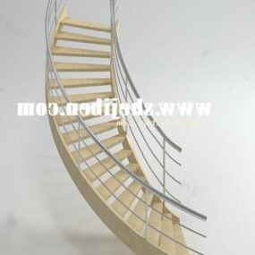 Modelo 3D de móveis de escadas de madeira curvada