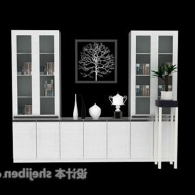 Armário estante com decoração modelo 3d