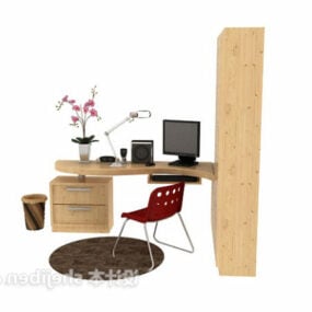 Bookcase With Work Table Set 3d model