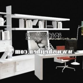 Bookcase Shelf With Work Table 3d model