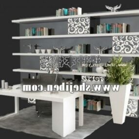 Meubles de bibliothèque avec table de travail modèle 3D