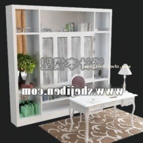 Wall Bookcase White Mdf Furniture 3d model