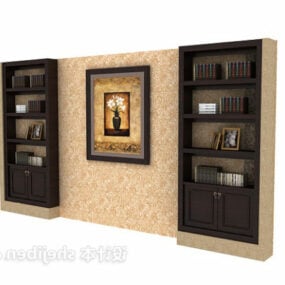 Brown Wood Bookcase 3d model