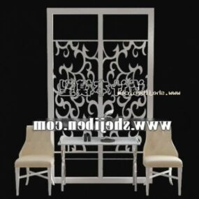 Screen Partition With Chair 3d model