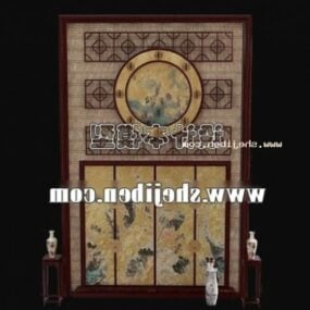 Luxury Carved Screen Partition Golden Style 3d model