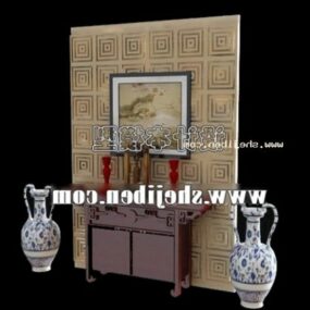 Skærmskillevæg med klassisk vase dekoration 3d model