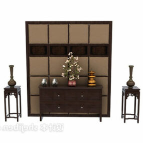 Chinese Screen Partition With Stool 3d model