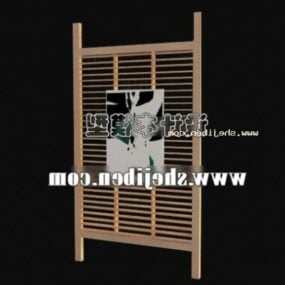 Screen Partition Wooden Louver With Painting 3d model
