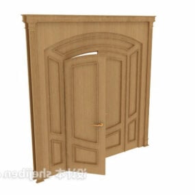 Europäisches Vintage-Tür-3D-Modell aus Eschenholz