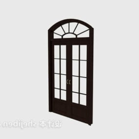 European Glass Door With Wood Frame 3d model