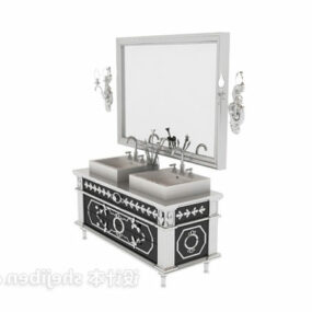 Antikes Waschbecken mit Spiegel 3D-Modell