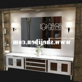 Espejo de lavabo grande con mueble modelo 3d