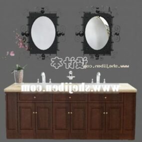 Sinki Antik Dengan Dua Cermin model 3d