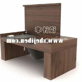 Umyvadlový stolek Hnědý dřevěný materiál 3D model