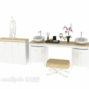 食器で装飾されたスパ洗面台3Dモデル
