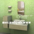 Moderne wastafel met mozaïektegels op de achterwand